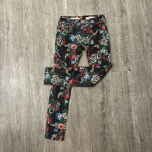 Pilcro Floral Skinny Jeans - Black, Red, Green